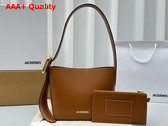 Jacquemus Le Petit Regalo Small Buckled Bucket Bag in Light Brown Smooth Leather Replica