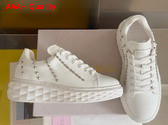 Jimmy Choo Diamond Light Maxi F White Nappa Leather Low Top Trainers with Studs Replica