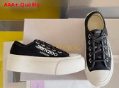 Jimmy Choo Palma Maxi F Black and Latte Canvas Platform Trainers with Embroidered Logo Replica