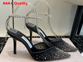 Jimmy Choo Saeda 100 Black and White Mesh Pumps with Crystals Replica
