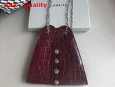Lemaire Mini Double Folded Bag in Burgundy Embossed Leather Replica