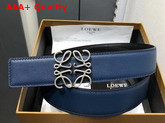 Loewe Anagram Belt 32cm Navy Blue and Black Calfskin Replica