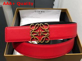 Loewe Anagram Belt 32cm Red and Black Calfskin Replica