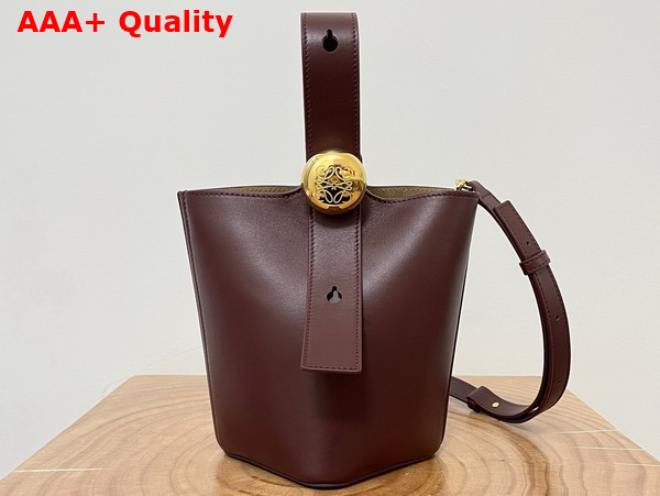 Loewe Mini Pebble Bucket Bag in Dark Burgundy Mellow Calfskin Replica
