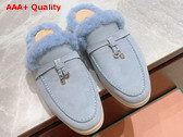 Loro Piana Charms Walk Babouche Loafers in Sky Blue Suede Leather Replica