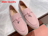 Loro Piana Summer Charms Walk Loafers in Flowering Cherry Suede Leather Replica