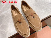 Loro Piana Summer Charms Walk Loafers in Natural Suede Leather Replica