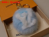 LV Fur Bag Charm and Key Holder in Light Blue Mink Fur M69563 Replica