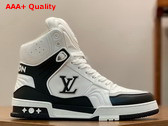 LV Trainer Sneaker Boot in White and Black Calf Leather Replica