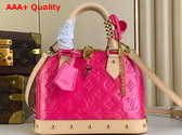 Louis Vuitton Alma BB Bag in Neon Pink Monogram Vernis Leather with Natural Cowhide Leather Trim M90611 Replica