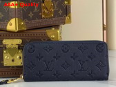 Louis Vuitton Clemence Wallet in Navy Blue Monogram Empreinte Leather Replica
