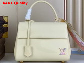 Louis Vuitton Cluny BB Handbag Quartz White Epi Leather Gold Color and Multicolour Finish Hardware Replica