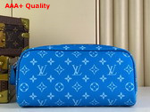 Louis Vuitton Dopp Kit Toilet Pouch in Blue Taiga Cowhide Leather and Monogram Coated Canvas Replica