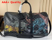 Louis Vuitton Keepall 50B with the Stamps Theme on Damier Graphite Canvas N45281 Replica