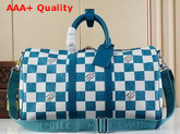 Louis Vuitton Keepall Bandouliere 45 Blue and White Damier Pattern Replica