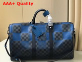 Louis Vuitton Keepall Bandouliere 50 Blue Damier Graphite Giant Coated Canvas N40410 Replica