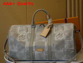Louis Vuitton Keepall Bandouliere 50 in Light Grey Damier Salt Canvas N50069 Replica