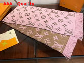 Louis Vuitton Logomania Shine Scarf Pink Luxurious Wool and Silk Blend Replica