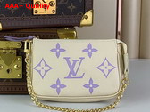 Louis Vuitton Mini Pochette Accessoires Beige and Lilac Monogram Empreinte Leather Replica