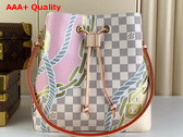 Louis Vuitton Neonoe MM Bucket Bag in Damier Azur Canvas with Nautical Print of Ropes and Chains N40474 Replica