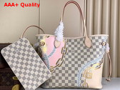 Louis Vuitton Neverfull MM Tote Bag in Damier Azur Coated Canvas with Nautical Print of Ropes and Chains N40471 Replica