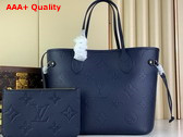 Louis Vuitton Neverfull MM Tote Bag in Navy Blue Monogram Empreinte Leather M47143 Replica