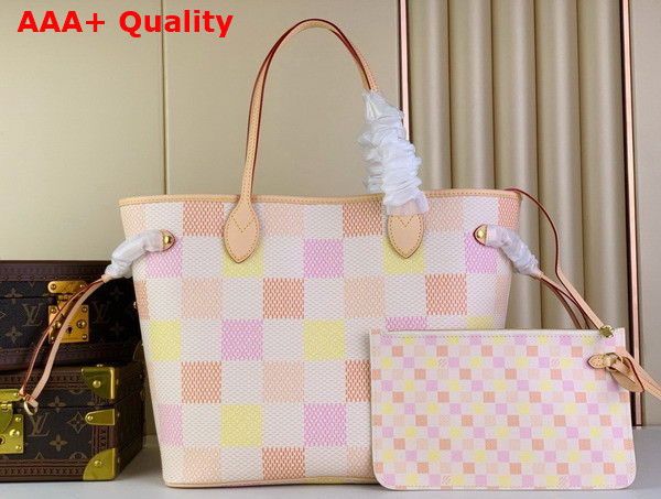 Louis Vuitton Neverfull MM Tote in Peach Damier Giant Coated Canvas N40668 Replica