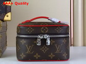 Louis Vuitton Nice Nano Toiletry Pouch in Monogram Coated Canvas with Red Cowhide Leather Trim Replica