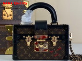 Louis Vuitton Petite Malle Capitale Handbag in Monogram Coated Canvas and Cowhide Leather Trim M46755 Replica
