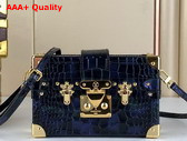 Louis Vuitton Petite Malle Handbag in Cosmic Blue Brilliant Alligator Leather N81604 Replica