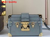 Louis Vuitton Petite Malle Handbag in Pale Blue Lizard Leather Effect Cowhide Leather Replica