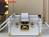 Louis Vuitton Petite Malle Handbag in Pearl White Lizard Leather Effect Cowhide Leather Replica