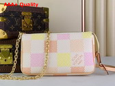 Louis Vuitton Pochette Accessoires Peach Pink Damier Coated Canvas N40642 Replica