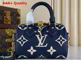 Louis Vuitton Speedy Bandouliere 20 Navy Blue Cream Bicolor Monogram Empreinte Leather M47048 Replica