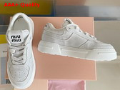 Miu Miu Bleached Leather Sneakers in White Leather 5E892D Replica