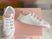 Miu Miu Leather Sneakers in White and Pink 5E912D Replica