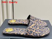 Saint Laurent Carlyle Slides in Leopard Grosgrain Manto Naturale Replica