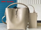 Saint Laurent Le 37 Bucket Bag in Blanc Vintage Shiny Leather Replica