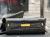 Saint Laurent Manhattan Clutch in Black Crocodile Embossed Leather Replica