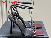 Saint Laurent Nova Sandals in Deep Bordeaux Patent Leather Replica