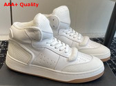 Saint Laurent SL 80 Mid Top Sneakers in Vintage White Smooth and Grained Leather Replica