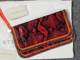 Stella Mccartney Falabella Alter Snake Fold Over Clutch in Red for Sale