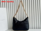 Stella Mccartney Falabella Zipped Mini Shoulder Bag in Black with Gold Chain Replica