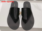 The Row City Flip Flop in Black Leather Replica