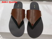 The Row City Flip Flop in Brown Leather Replica