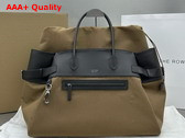 The Row Margaux 17 Inside Cut Bag in Khaki Canvas and Black Leather Replica