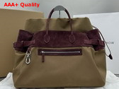 The Row Margaux 17 Inside Cut Bag in Khaki Canvas and Dark Brown Suede Leather Replica