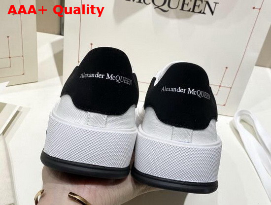 Alexander McQueen Deck Lace Up Plimsoll White Cotton and Black Suede Leather Replica