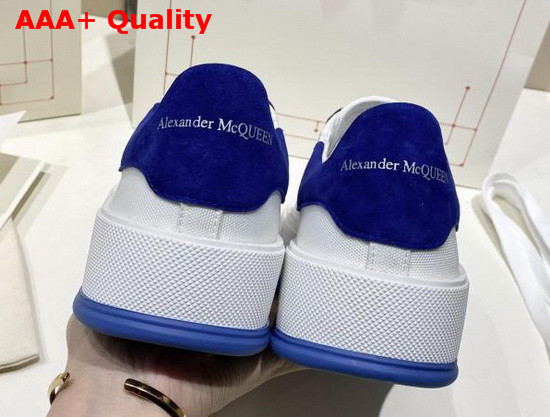 Alexander McQueen Deck Lace Up Plimsoll White Cotton and Blue Suede Calf Leather Replica