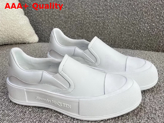 Alexander McQueen Deck Skate Plimsoll White Nappa Slip On Deck Plimsoll Replica